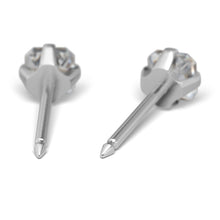 Circonita cúbica 4x4mm, Corte princesa Plateada Engarzado (Caja de 6 pares) - Studex Ibérica