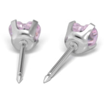 Circonita cúbica Corazón Rosa 5x5mm, Plateada Engarzado (Caja de 6 pares) - Studex Ibérica