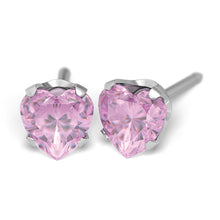 Circonita cúbica Corazón Rosa 5x5mm, Plateada Engarzado (Caja de 6 pares) - Studex Ibérica