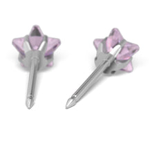 Circonita cúbica rosa 5mm, Plateada Engarzado corte estrella (Caja de 6 pares) - Studex Ibérica