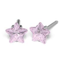 Circonita cúbica rosa 5mm, Plateada Engarzado corte estrella (Caja de 6 pares) - Studex Ibérica