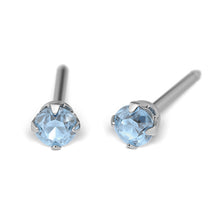 Marzo Aguamarina 3mm, Plateada Engarzado