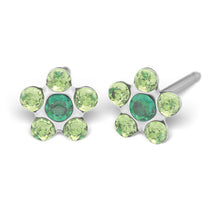 Daisy Agosto Peridot & Mayo Esmeralda Plateada (Caja de 6 pares) - Studex Ibérica