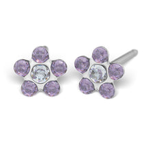 Daisy Púrpura & Abril Cristal Plateada (Caja de 6 pares) - Studex Ibérica