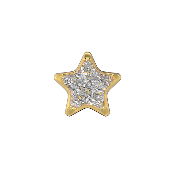 Estrella purpurina blanca, baño de oro (Caja de 6 pares)