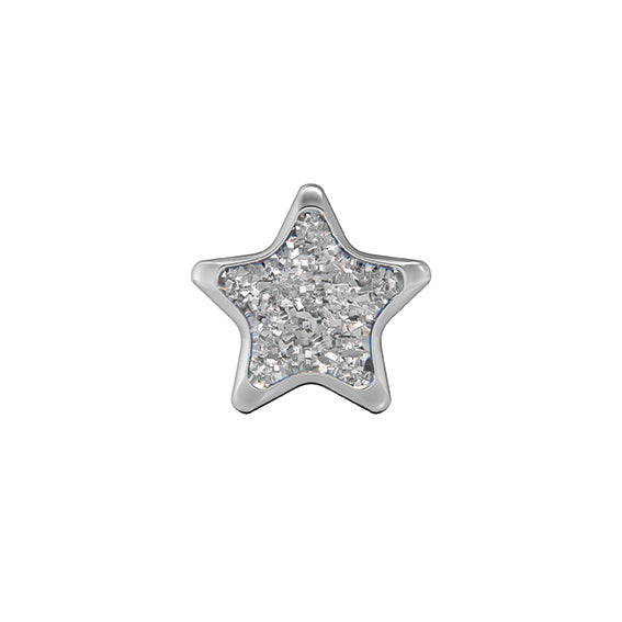 Estrella purpurina blanca, acero quirúrgico (Caja de 6 pares)