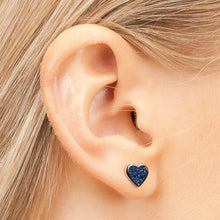 Corazón purpurina zafiro, acero quirúrgico (Caja de 6 pares) - Studex Ibérica