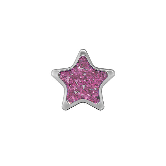 Estrella purpurina rosa Plateada (Caja de 6 pares)