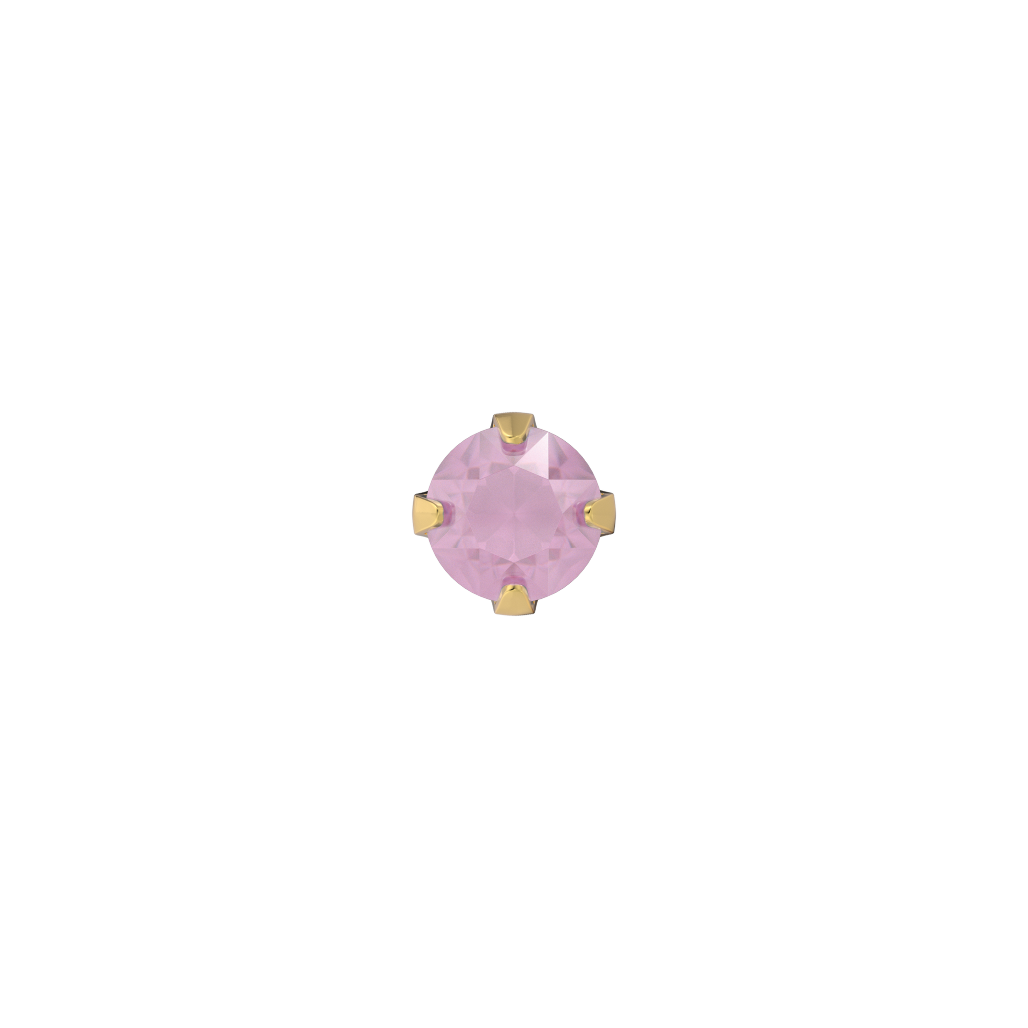 Circonita cúbica rosa 3mm -Acero quirúrgico, bañado en oro (Caja de 6 pares)