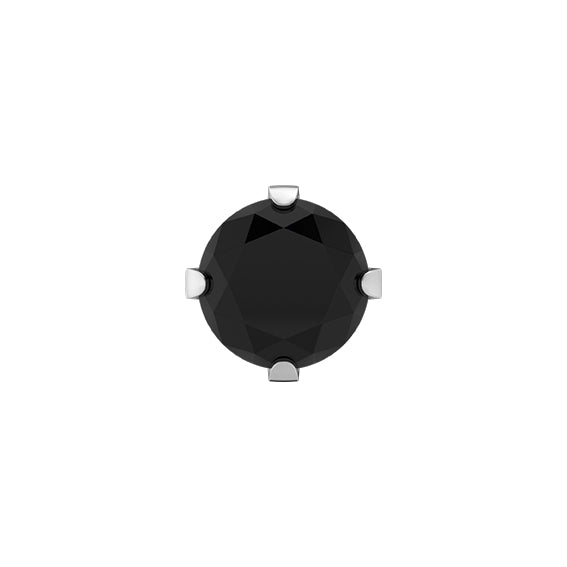 Circonita cúbica engarzada negra 5 mm, Plateado (Caja de 6 pares)