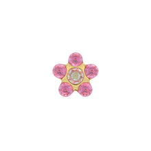 Daisy Octubre Rosa & AB Cristal. Oro amarillo 14 Quilates - Studex Ibérica