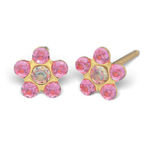 Daisy Octubre Rosa & AB Cristal. Oro amarillo 14 Quilates - Studex Ibérica