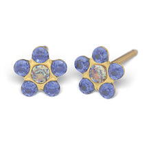 Daisy Septiembre zafiro & AB Cristal. Oro amarillo 14 Quilates - Studex Ibérica