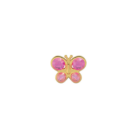 Mariposa Octubre rosa & AB Cristal. Oro 14 Quilates, chapado en rodio - Studex Ibérica