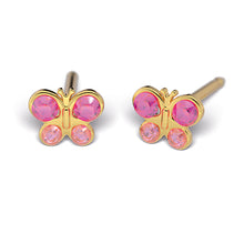Mariposa Octubre rosa & AB Cristal. Oro 14 Quilates, chapado en rodio - Studex Ibérica