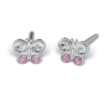 Mariposa Rosa claro & AB Cristal. Oro 14 Quilates, chapado en rodio - Studex Ibérica