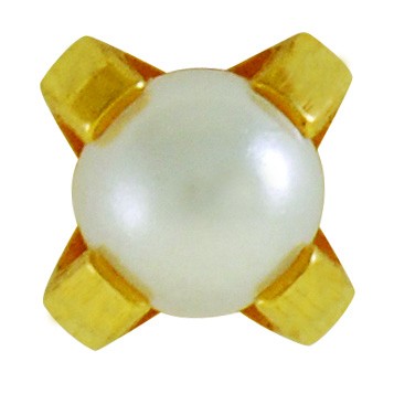 Perla engarzada, 3mm, bañado en oro