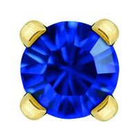 Cravejado Sapphire September zircônia cúbica, 3mm, aço cirúrgico, banhado a ouro