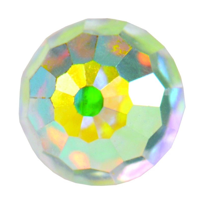 Bola de fuego cristal Arco Iris 4,5mm, acero quirúrgico, plateado